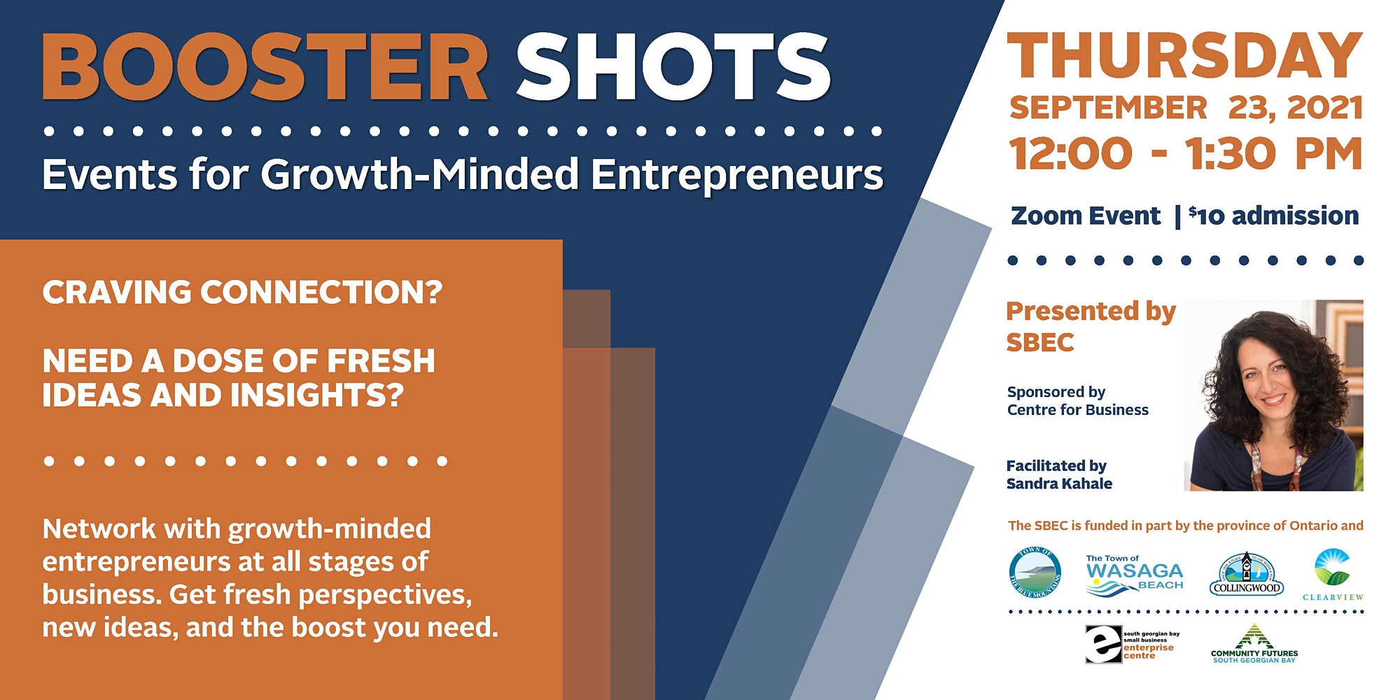 Booster Shots: Events for growth minded entrepreneurs- Zoom event presented by SBEC @ Sept. 23rd, 2021 12-1:30pm