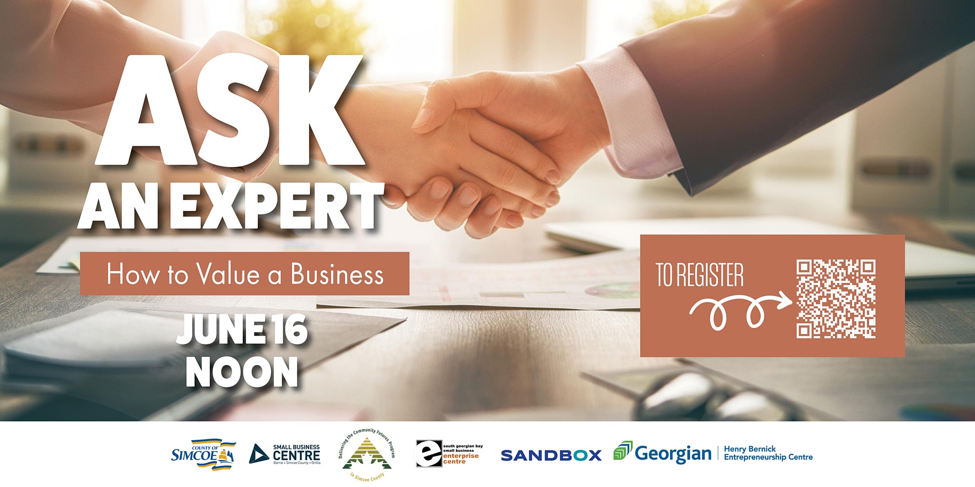 Ask an expert: How to value a business @ 12pm June 16th. Scan to register.