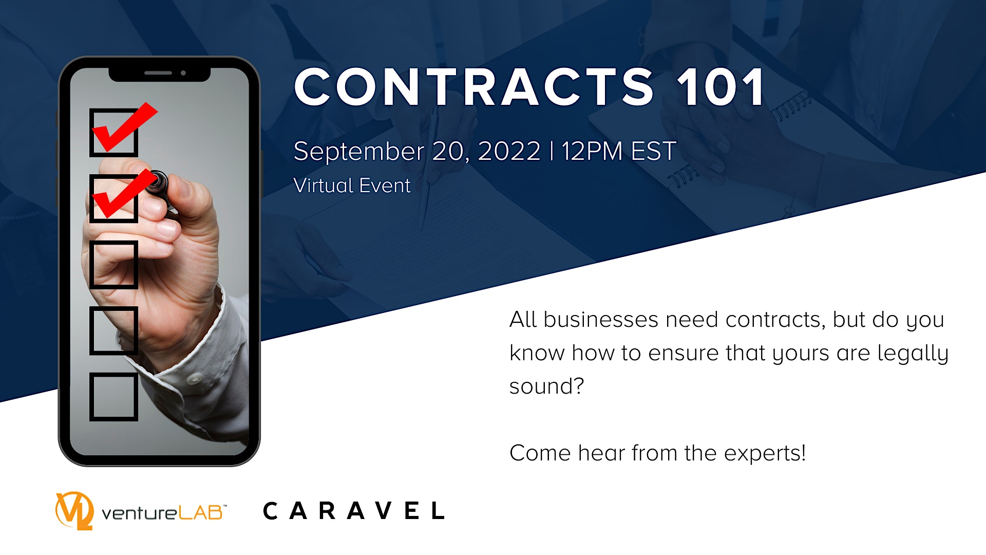 Contracts 101 - Virtual Event. Sept. 20th, 2022 @ 12pm EST.