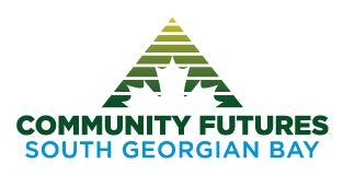 Community Futures South Georgian Bay logo with a green triangle and maple leaf design.