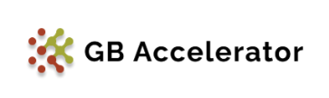 GB Accelerator logo with abstract dotted design on the left and text on the right.